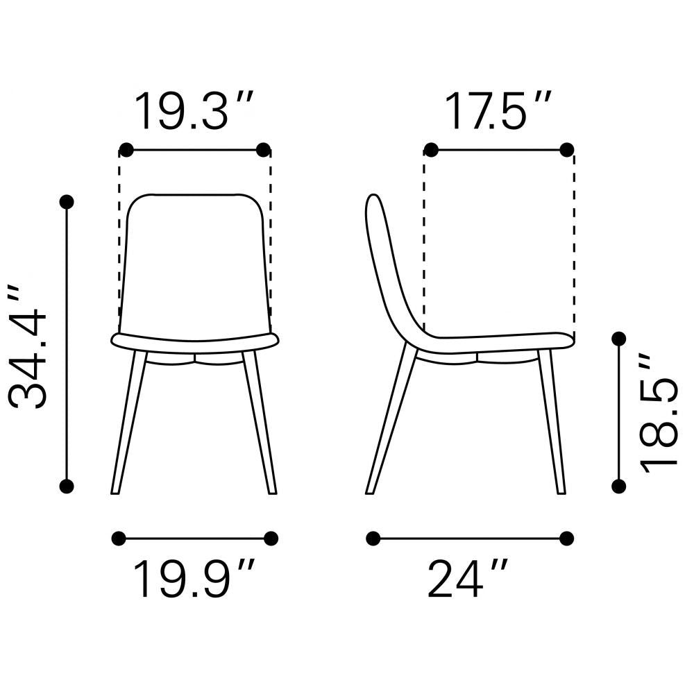 SILLA NOGAL BEAT TANGIERS | Silla para Comedor | Base Acero Gris | Blanco | Piel Sintética 100% Poliuretano Madera Contrachapada | Interior - 101083 - Zuo - NOGAL BEAT - Sillas