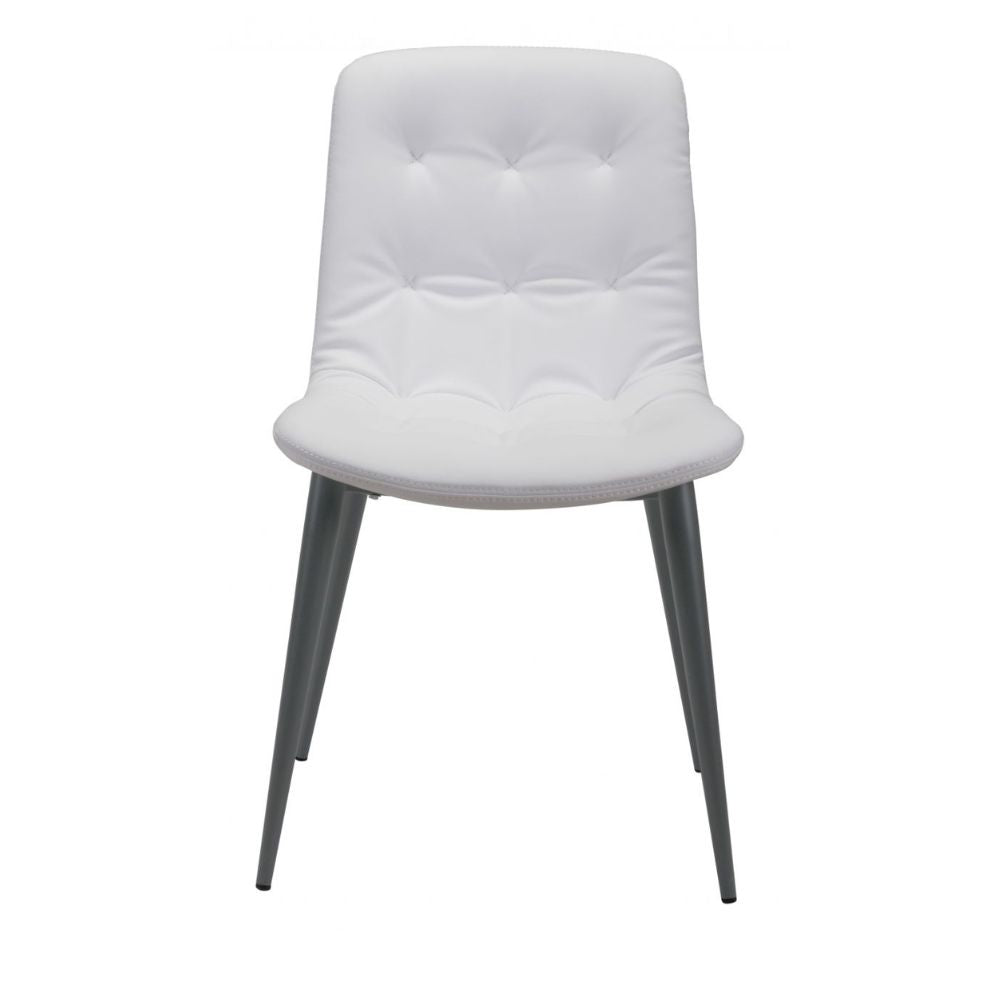 SILLA NOGAL BEAT TANGIERS | Silla para Comedor | Base Acero Gris | Blanco | Piel Sintética 100% Poliuretano Madera Contrachapada | Interior - 101083 - Zuo - NOGAL BEAT - Sillas