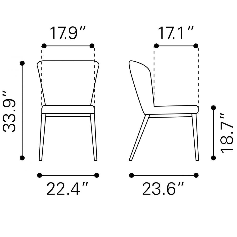 SILLA NOGAL BEAT TOLIVERE | Silla de Comedor | Base Acero Negro | Rosa | Terciopelo 100% Poliéster Madera Contrachapada | Interior - 101101 - Zuo - NOGAL BEAT - Sillas