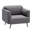 SILLÓN NOGAL BEAT AMSTERDAM | Sillón Decorativo para Sala de Estar | 79 cm | Base Contrachapado Madera Pino Negro | Gris Pizarra | Tejido 100% Poliéster | Interior - 109571 - Zuo - NOGAL BEAT - Sillon