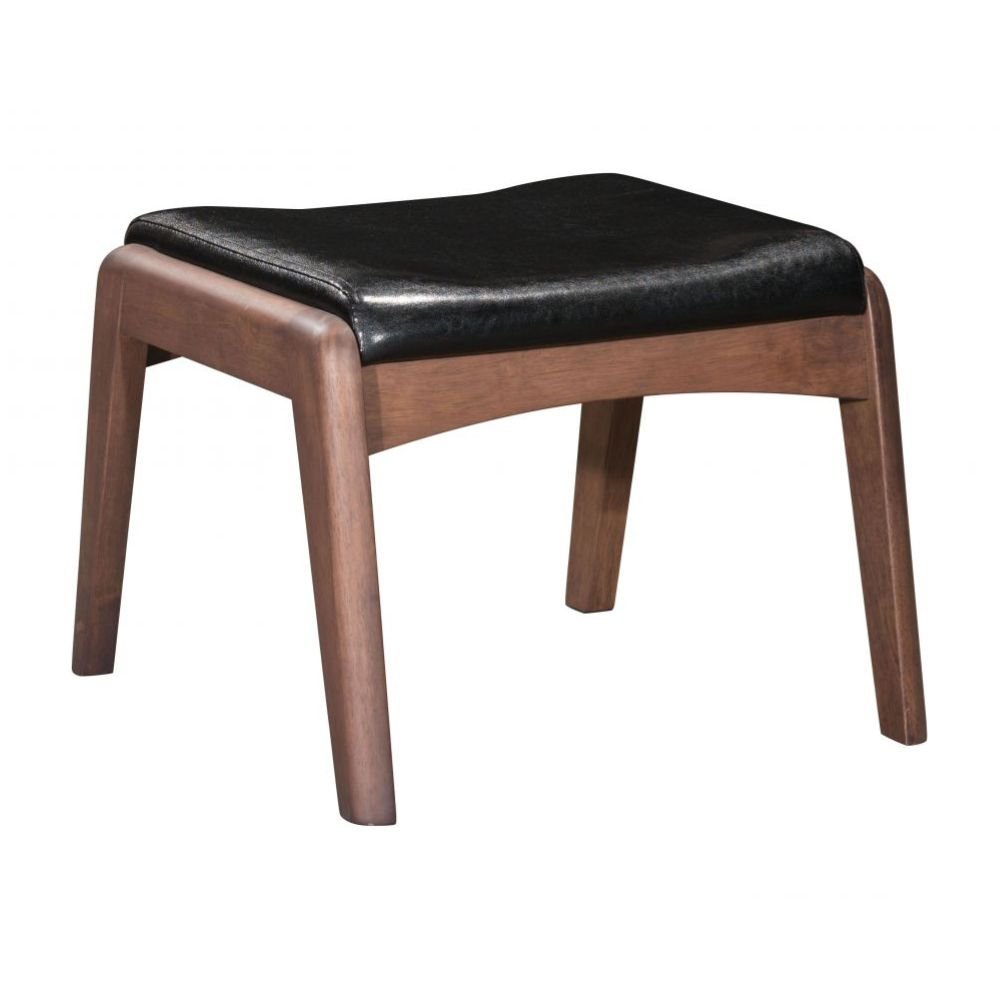 SILLÓN Y OTTOMAN NOGAL BEAT BULLY | Sillón y Ottoman Ocasional | Base Madera de Caucho Nuez | Nogal Negro | Piel Sintética 100 % Poliuretano | Interior - 100534 - Zuo - NOGAL BEAT - Sillon