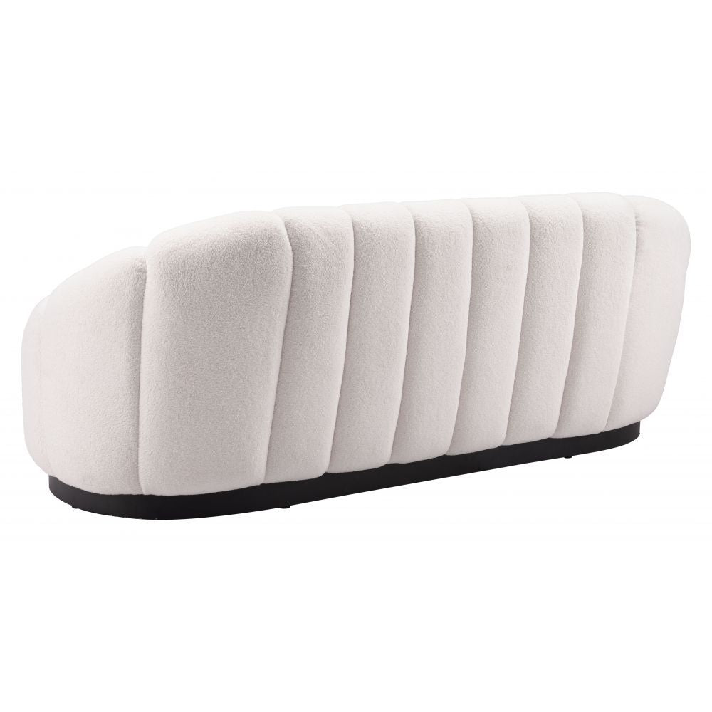 SOFÁ NOGAL BEAT BHUTAN | Sofá Decorativo para Sala de Estar | 84 cm | Base Acero Negro | Beige | Estilo Piel de Oveja 100% Poliéster Madera Contrachapada | Interior - 109341 - Zuo - NOGAL BEAT - Sillones