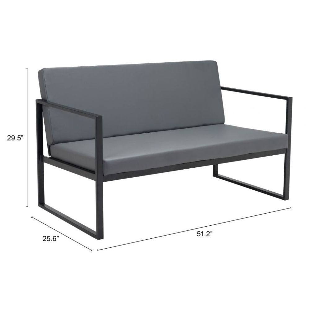 SOFÁ NOGAL BEAT CLAREMONT | Sofá Decorativo para Sala de Estar Recepción | Base Acero | Gris | Piel Sintética Madera Contrachapada | Interior - 101936 - Zuo - NOGAL BEAT - Sillon