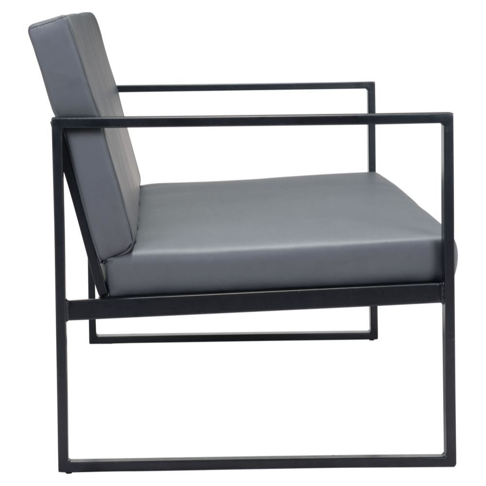 SOFÁ NOGAL BEAT CLAREMONT | Sofá Decorativo para Sala de Estar Recepción | Base Acero | Gris | Piel Sintética Madera Contrachapada | Interior - 101936 - Zuo - NOGAL BEAT - Sillon