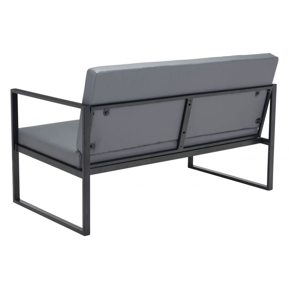 SOFÁ NOGAL BEAT CLAREMONT | Sofá Decorativo para Sala de Estar Recepción | Base Acero | Gris | Piel Sintética Madera Contrachapada | Interior - 101936 - Zuo - NOGAL BEAT - Sillon