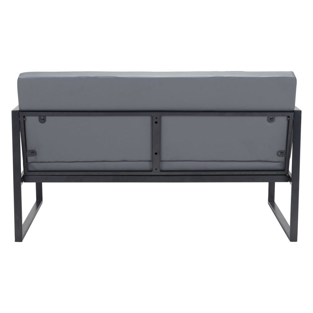 SOFÁ NOGAL BEAT CLAREMONT | Sofá Decorativo para Sala de Estar Recepción | Base Acero | Gris | Piel Sintética Madera Contrachapada | Interior - 101936 - Zuo - NOGAL BEAT - Sillon