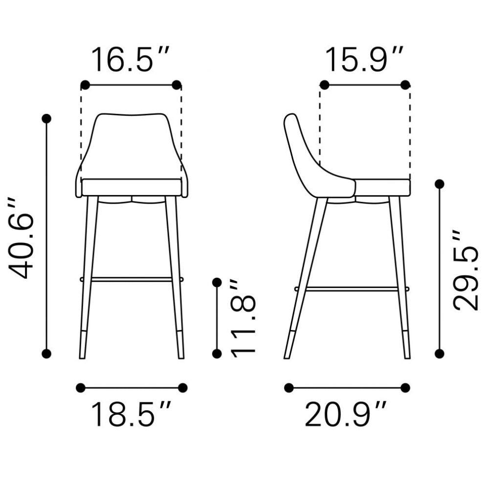 TABURETE NOGAL BEAT PICCOLO | Taburete para Barra | 104 cm | Base Acero Negro Oro | Amarillo | Terciopelo 100% Poliéster Madera Contrachapada | Interior - 101099 - Zuo - NOGAL BEAT -